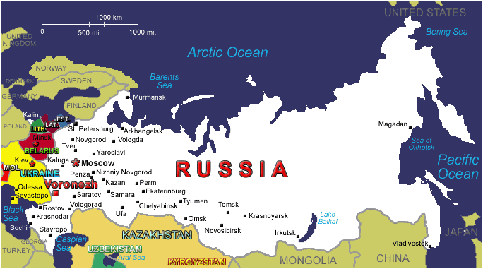 Mapa da Rússia